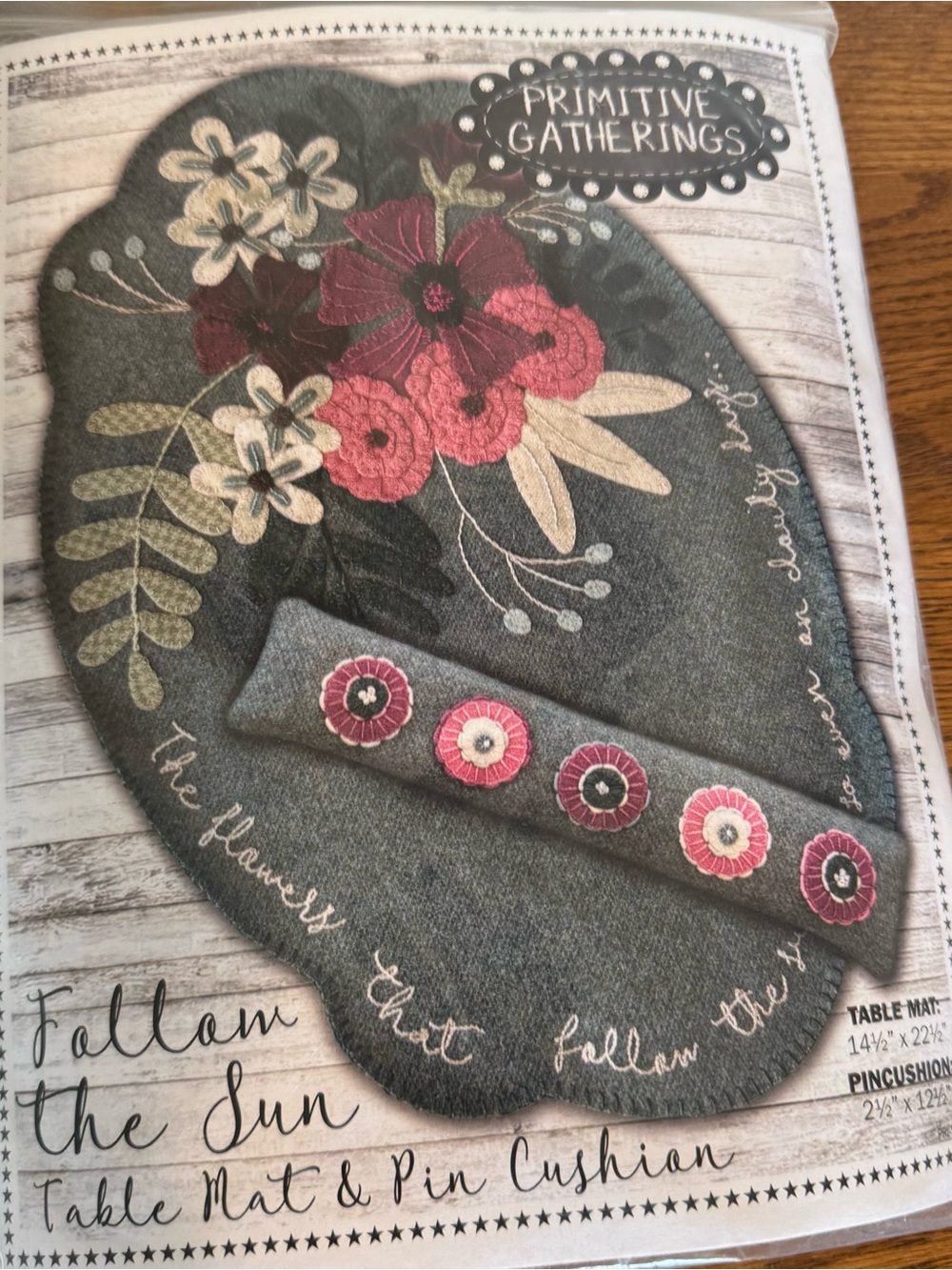 Women's Gray Beanie with Pink Floral Embroidery